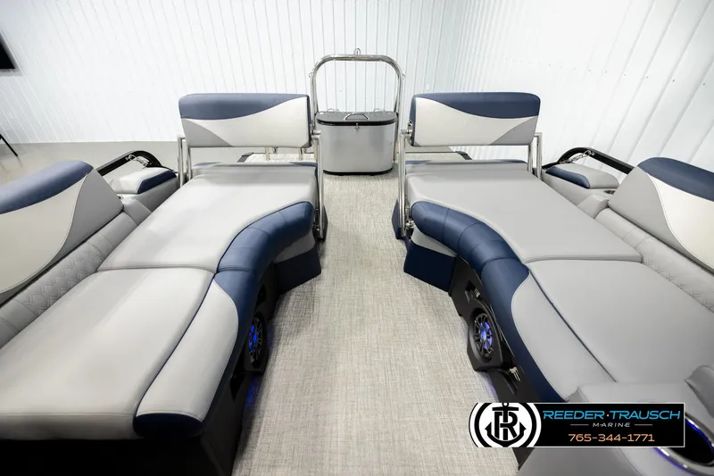 Slide: The Image of Luxurious interior of 2026 Avalon LSZ QLS pontoon boat with plush seating. - 15