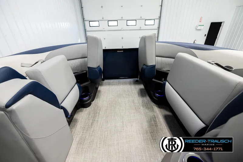 Slide: The Image of Luxurious interior of 2026 Avalon LSZ QLS boat with plush seating and modern design. - 19