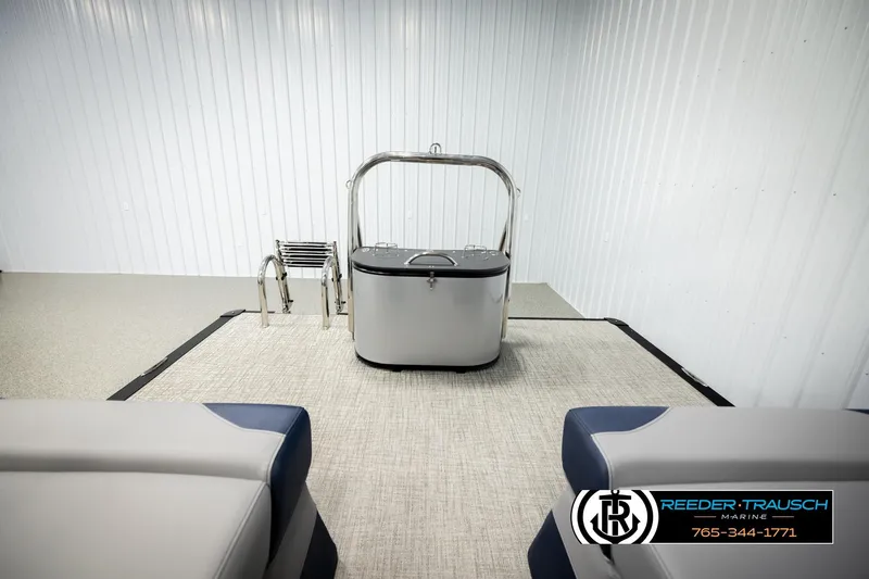 Slide: The Image of 2026 Avalon LSZ QLS boat interior with seating and storage, showcased by Reeder-Trausch Marine. - 30