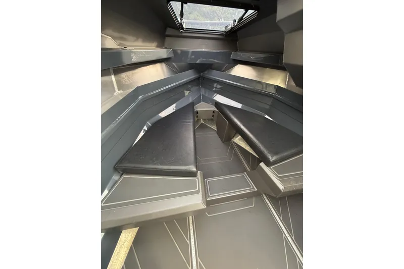 Slide: The Image of 2024 Stabicraft 2050 Supercab interior with cushioned seating and sleek design. - 15