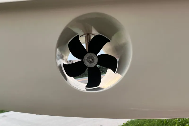 Slide: The Image of Bow thruster of 2020 Grady-White Canyon 326 boat, close-up view. - 12