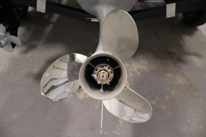 Slide: The Image of Propeller of 2026 Lowe Fishing Machine 1875 boat, close-up view. - 42