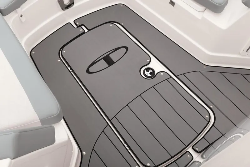 Slide: The Image of 2020 Tahoe 2150 CC boat interior with sleek gray flooring design. - 39