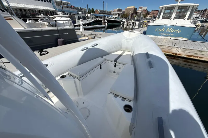 Slide: The Image of 2020 AB Inflatables Oceanus 21 VST boat docked at marina, interior view. - 15