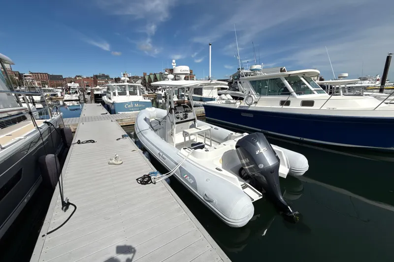 Slide: The Image of 2020 AB Inflatables Oceanus 21 VST boat docked at marina with Yamaha engine. - 4
