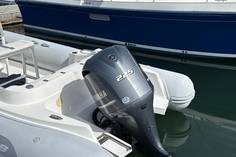 Slide: The Image of 2020 AB Inflatables Oceanus 21 VST with Yamaha 225 outboard motor docked. - 6