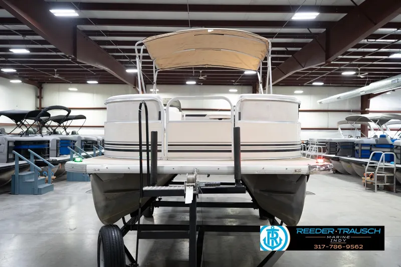 Slide: The Image of 2008 Misty Harbor 2085CR pontoon boat in indoor showroom, front view. - 5