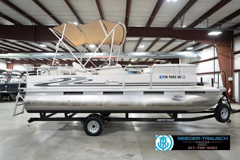 Slide: The Image of 2008 Misty Harbor 2085CR pontoon boat in indoor showroom on trailer. - 7