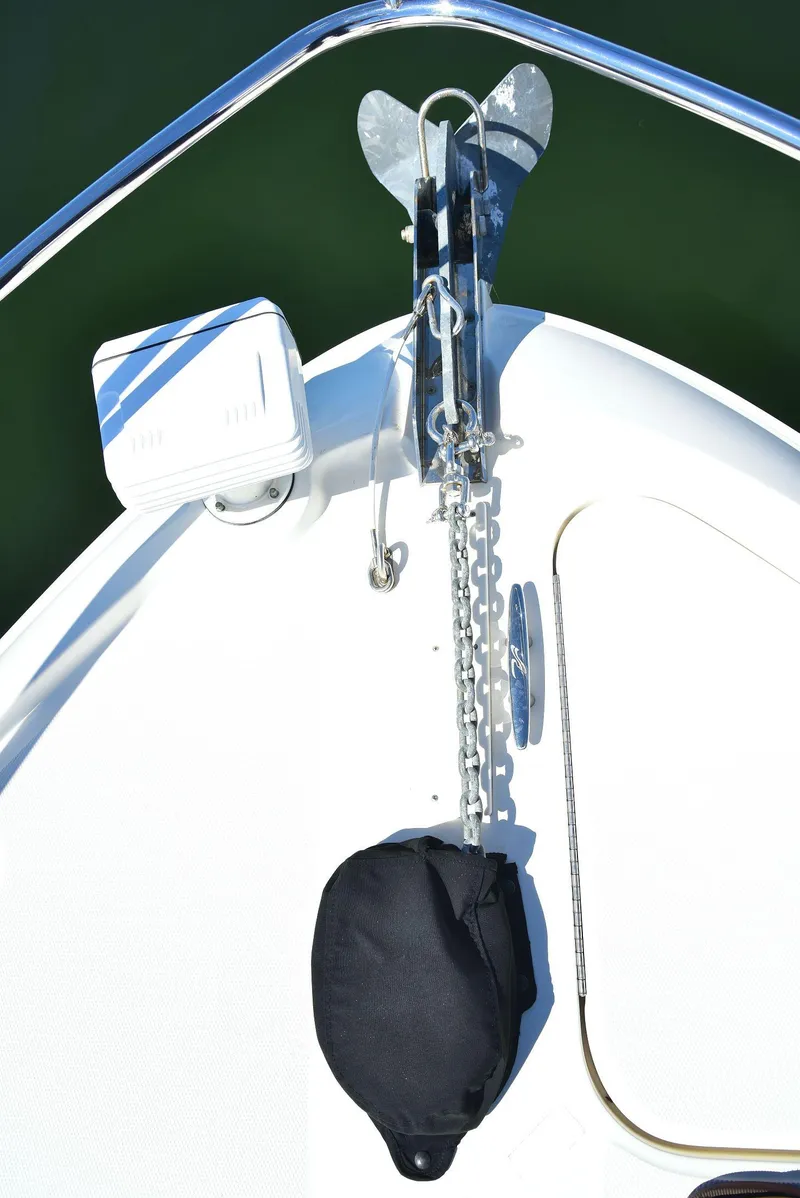 Slide: The Image of Bow of 2013 Sea Ray 410 Sundancer with anchor and chain. - 27