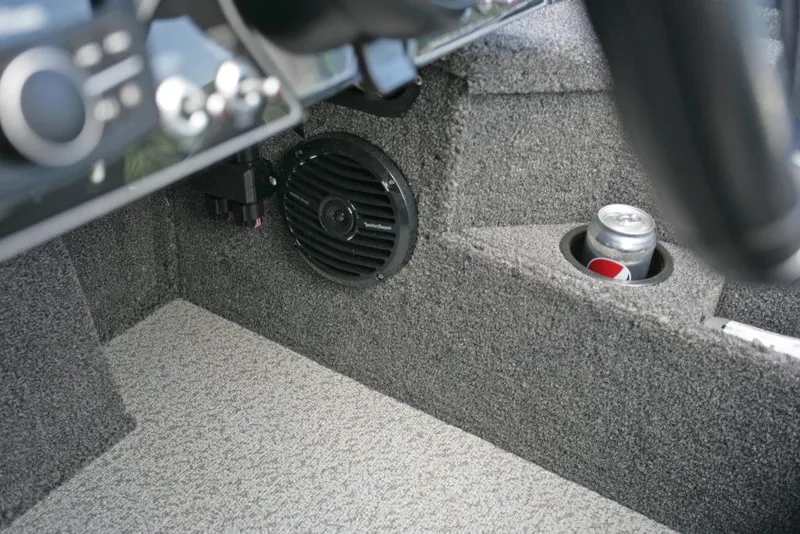 Slide: The Image of Manufacturer Provided Image: 2021 Lund 2075 Pro-V Bass boat interior with speaker and cup holder. - 24