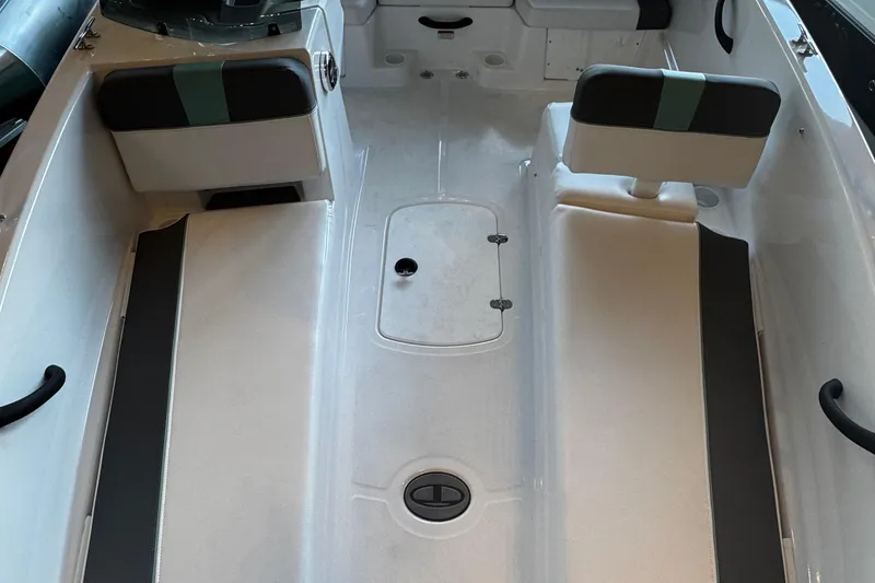 Slide: The Image of 2026 Tahoe T18 boat interior with seating and storage compartments. - 5