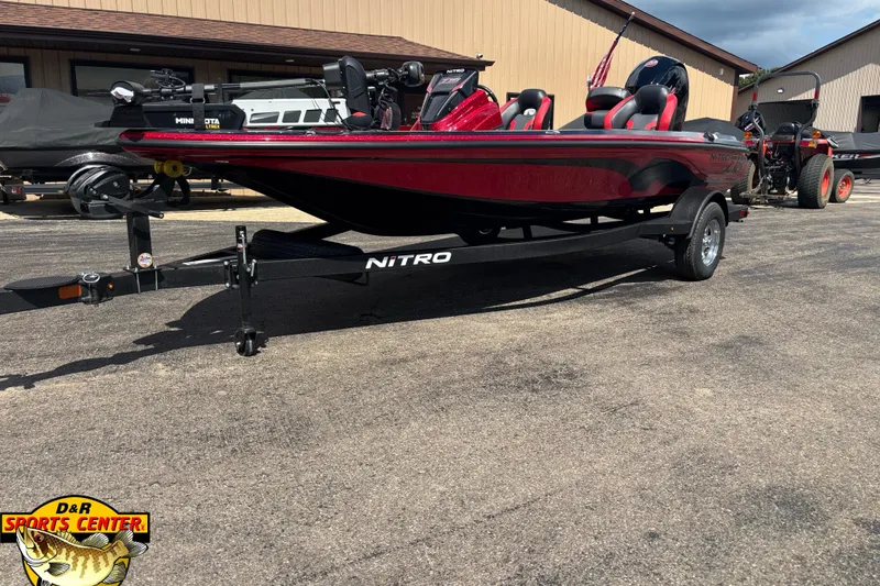 Slide: The Image of 2026 Nitro Z18 Pro boat on trailer at D&R Sports Center. - 2
