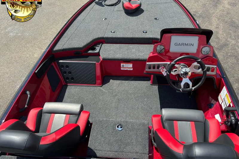Slide: The Image of Nitro Z18 Pro 2026 boat interior with Garmin system, red and black seating. - 7