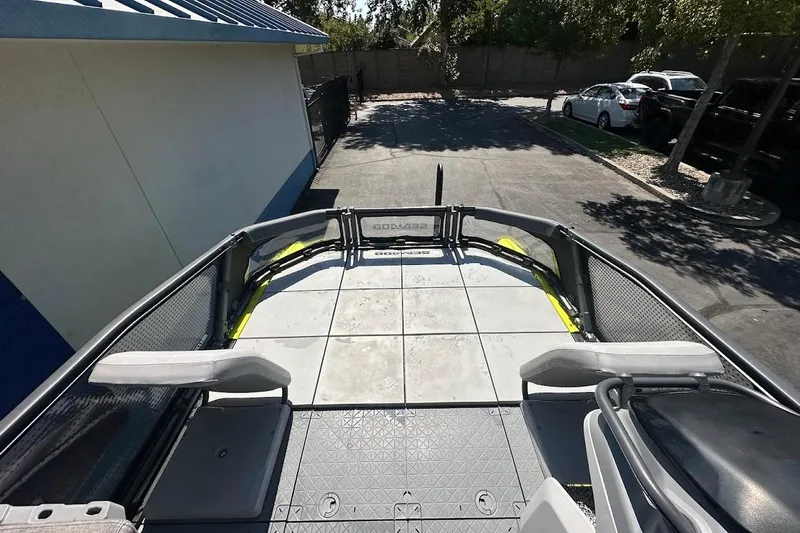 Slide: The Image of 2024 Sea-Doo Switch Sport 18 deck view, showcasing spacious seating and modern design. - 10