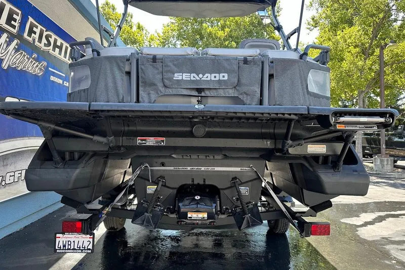 Slide: The Image of 2024 Sea-Doo Switch Sport 18 rear view, showcasing design and features. - 9