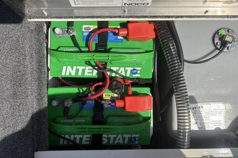 Slide: The Image of Battery compartment of 2026 Tracker Pro Team 190 TX with Interstate deep cycle batteries. - 21