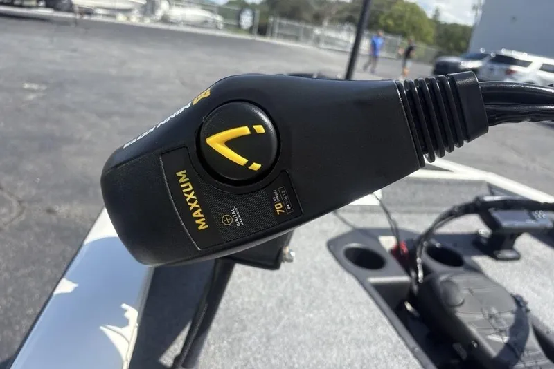 Slide: The Image of Close-up of Maxxum trolling motor control on 2026 Tracker Pro Team 190 TX boat. - 4