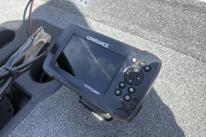 Slide: The Image of Lowrance fish finder on 2026 Tracker Pro Team 190 TX boat deck. - 9