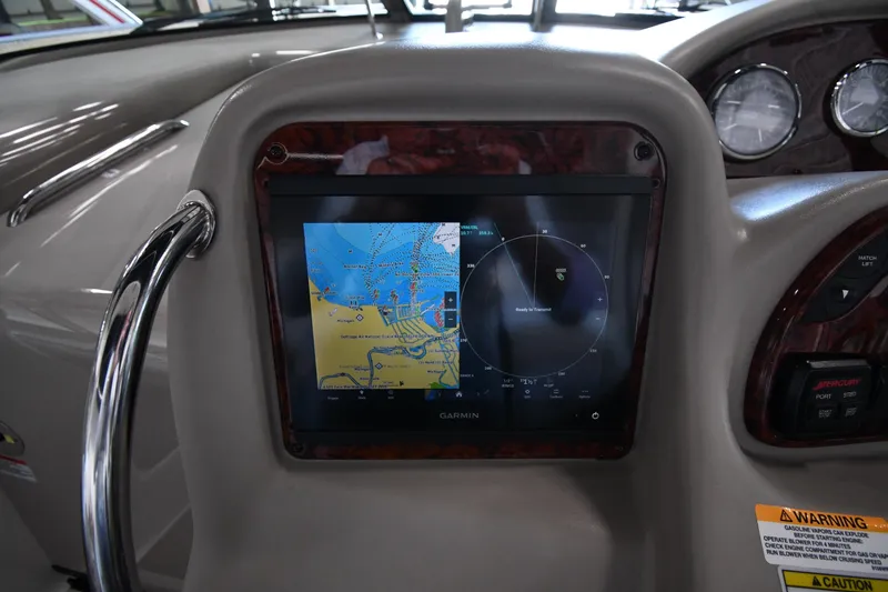 Slide: The Image of Garmin navigation display on 2008 Sea Ray 340 Sundancer boat dashboard. - 13
