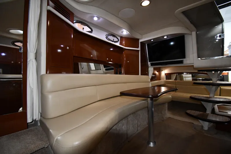Slide: The Image of Luxurious interior of 2008 Sea Ray 340 Sundancer yacht with leather seating and modern amenities. - 39