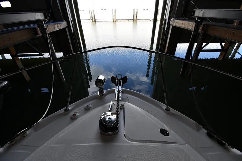 Slide: The Image of Bow view of 2008 Sea Ray 340 Sundancer in a marina slip. - 5