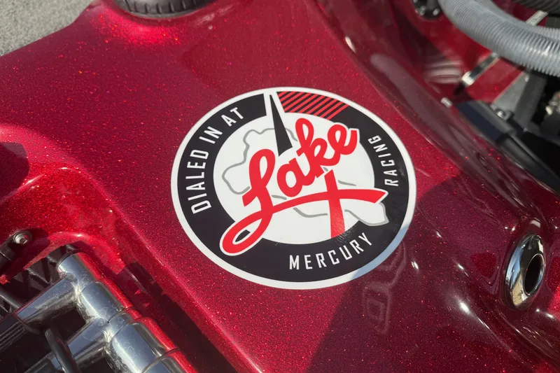 Slide: The Image of Red Bass Cat Jaguar STS 2023 with Lake X Mercury Racing sticker. - 13
