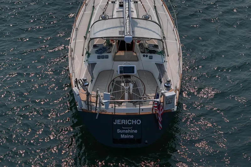 Slide: The Image of Tartan 4100 sailboat from 2002 named "Jericho" on water, Sunshine Maine. - 7