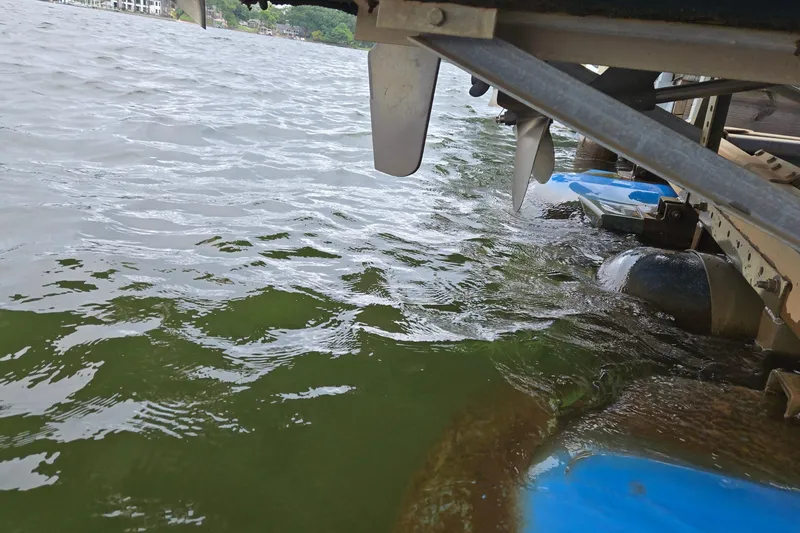 Slide: The Image of Underwater view of 2019 Axis T23 boat propeller and rudder in motion. - 11