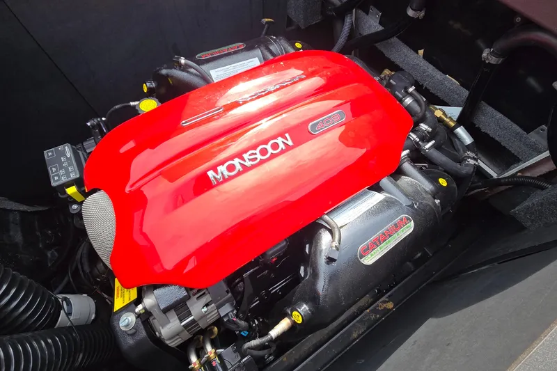 Slide: The Image of Red Monsoon 409 engine in 2019 Axis T23 boat, showcasing power and performance. - 27