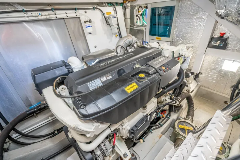 Slide: The Image of Engine room of 2018 Sunseeker Predator 57 yacht with Volvo Penta IPS 950 engine. - 88