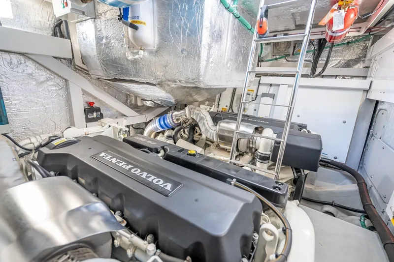 Slide: The Image of Engine room of 2018 Sunseeker Predator 57 yacht with Volvo Penta engines. - 91