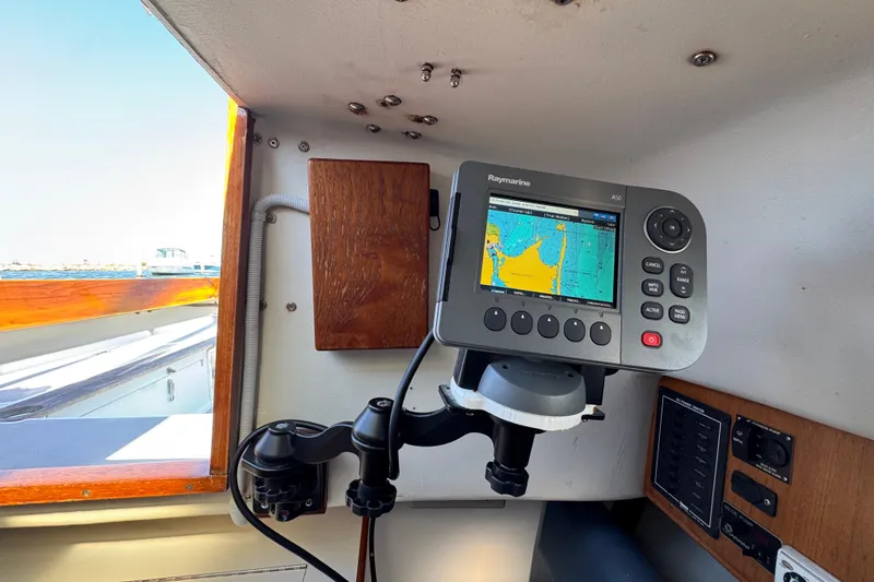 Slide: The Image of Raymarine A50 navigation system on 2000 Alerion Express 28 sailboat interior. - 15