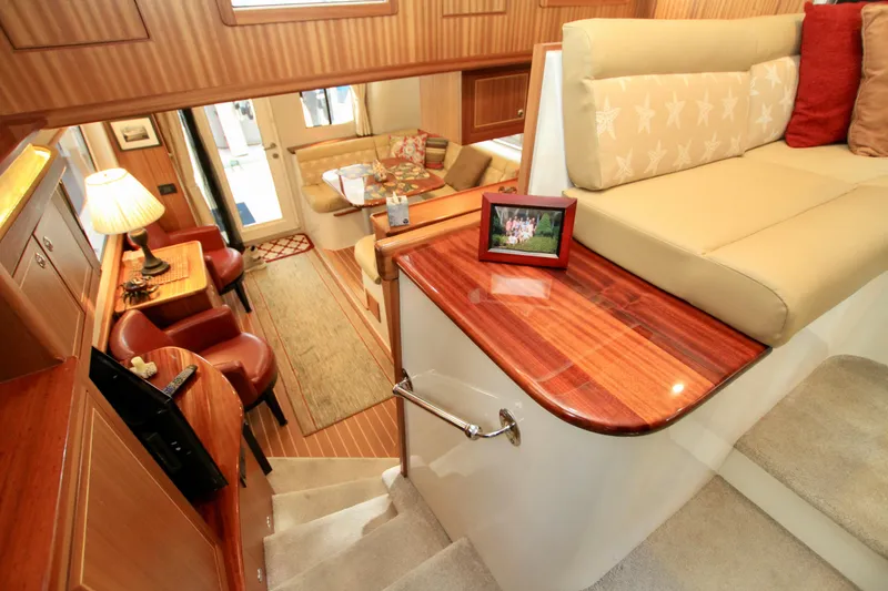 Slide: The Image of Luxurious interior of 2011 Fathom Element 43 yacht with elegant seating and decor. - 43