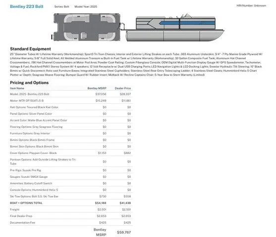 Slide: The Image of Bentley Pontoons 223 Bolt / DF150ATL5-B 2026 - 34