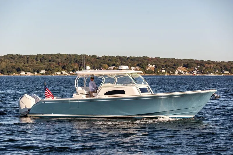 Slide: The Image of Garmin navigation display on 2024 Hinckley Sport Boat 40c dashboard. - 20