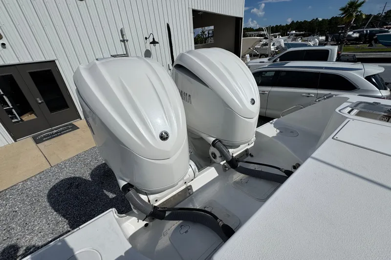 Slide: The Image of 2023 Sea Hunt Gamefish 30 Coffin Box with dual Yamaha outboard engines. - 37