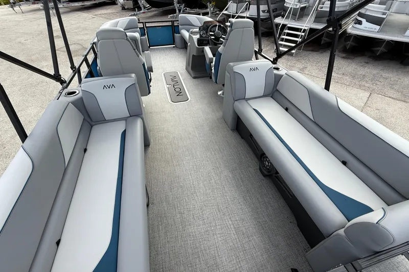 Slide: The Image of 2026 Avalon 2385 Venture 85 Quad Lounger interior, featuring spacious seating and modern design. - 39