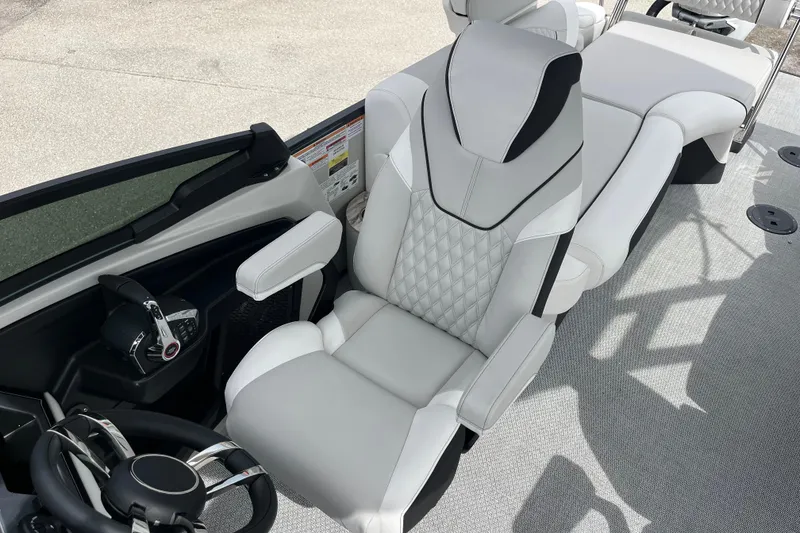 Slide: The Image of Luxurious seating in 2026 Avalon 2785 Excalibur LTD boat with modern design and controls. - 20