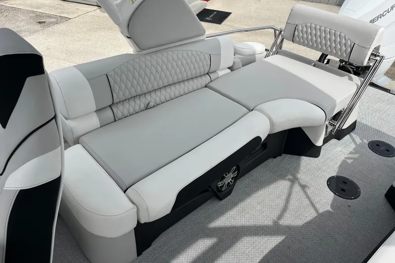 Slide: The Image of Luxurious seating on 2026 Avalon 2785 Excalibur LTD boat with elegant upholstery and modern design. - 23