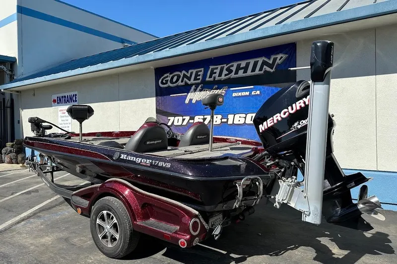 Slide: The Image of 2010 Ranger 178 VS boat with Mercury engine parked outside a fishing store. - 9