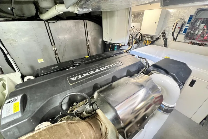 Slide: The Image of Engine room of 2015 Absolute 56 FLY yacht featuring Volvo Penta engine. - 22
