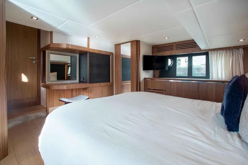 Slide: The Image of Luxurious cabin interior of 2015 Absolute 56 FLY yacht with modern wood finishes. - 8
