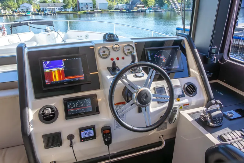 Slide: The Image of Cockpit of 2018 Cranchi Eco Trawler 53 Long Distance with advanced navigation systems. - 105
