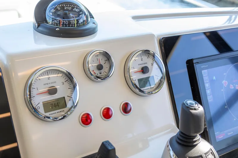 Slide: The Image of Control panel of 2018 Cranchi Eco Trawler 53 Long Distance with gauges and navigation display. - 109