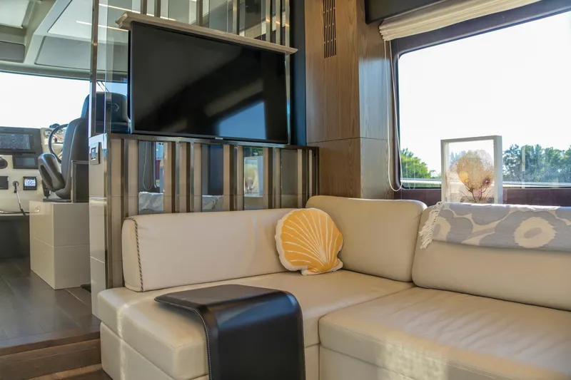 Slide: The Image of Luxurious interior of 2018 Cranchi Eco Trawler 53 Long Distance yacht with modern decor. - 122