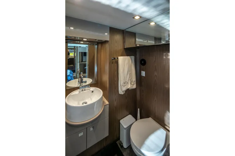 Slide: The Image of Modern bathroom interior on 2018 Cranchi Eco Trawler 53 Long Distance yacht. - 140