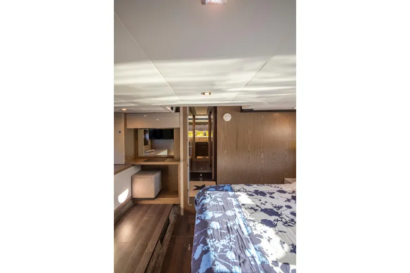 Slide: The Image of Interior of 2018 Cranchi Eco Trawler 53 Long Distance, featuring modern design and cozy furnishings. - 141