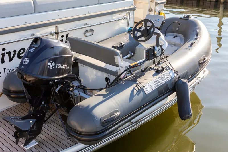 Slide: The Image of Inflatable boat with Tohatsu motor on 2018 Cranchi Eco Trawler 53 Long Distance. - 147