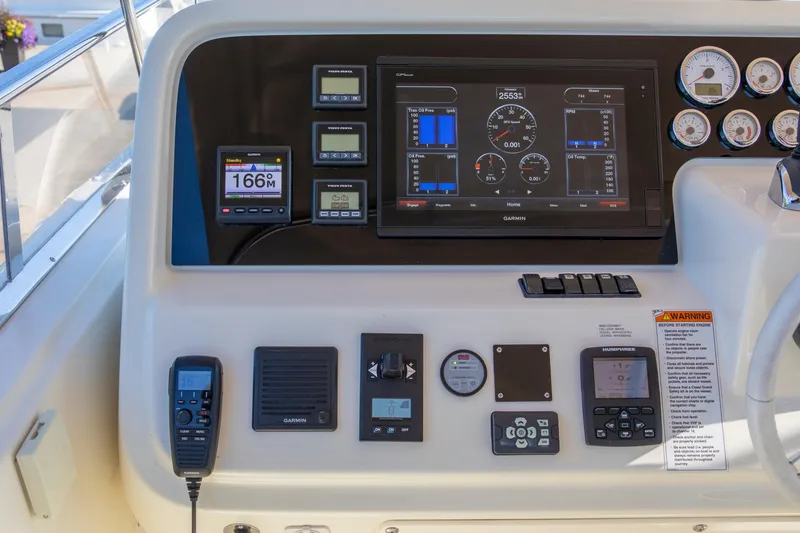 Slide: The Image of Control panel of 2018 Cranchi Eco Trawler 53 Long Distance with navigation and monitoring systems. - 28