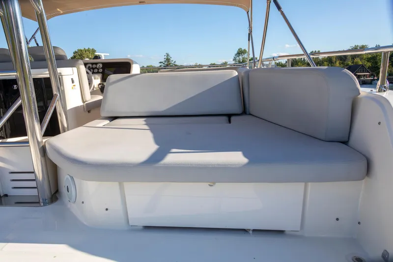 Slide: The Image of 2018 Cranchi Eco Trawler 53 Long Distance, outdoor seating area with helm view. - 31